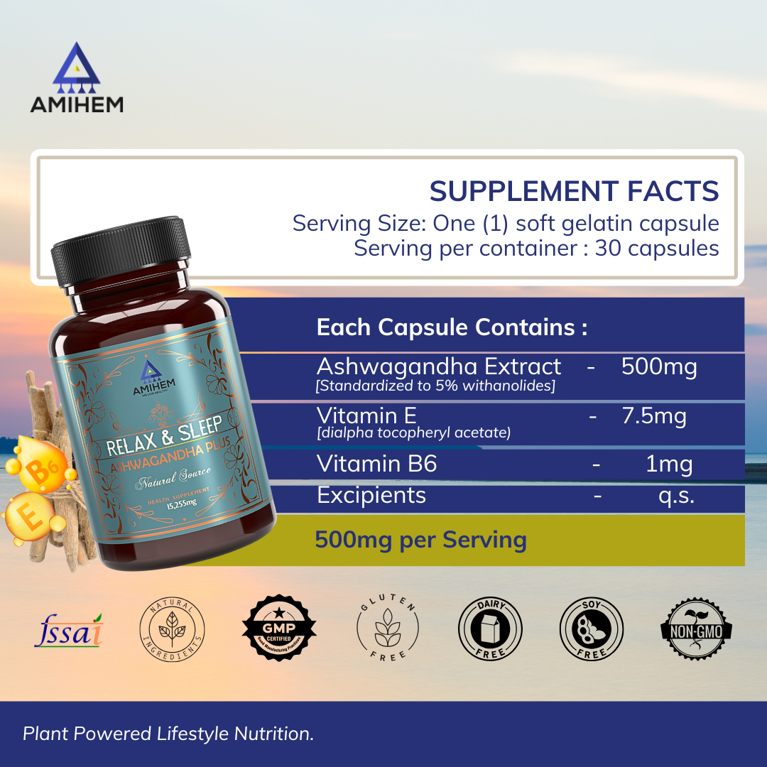 Ashwagandha Root Extract + Vitamin E & B6